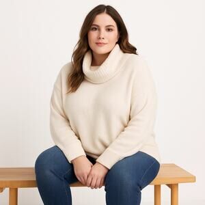 Chelsea28 Women’s XL Beige Cowl Neck Pullover Sweater Relaxed Fit NWOT
